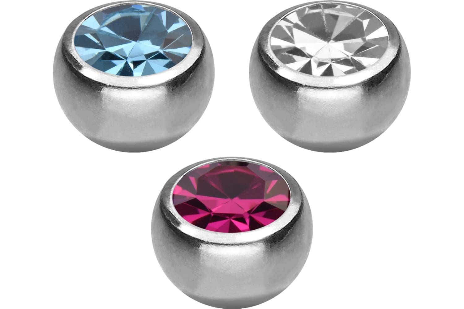 SET Titan Schraubkugel KRISTALL von Piercingline